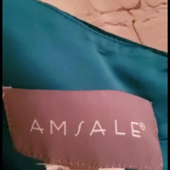 AMSALE Teal 100% Silk Dress 8 Mallard Green - Picture 7 of 9
